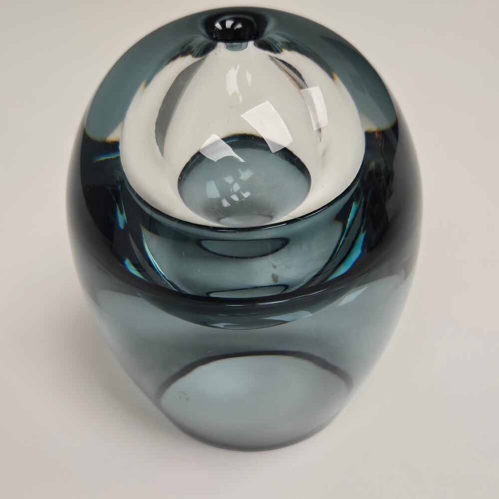 Vintage Holmegaard Style Smoked Glass Double Layer Nested Bud Vase Candle Holder - Picture 11 of 14